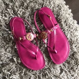 Tory Burch Equestrian Pink Ali Thong Sandals